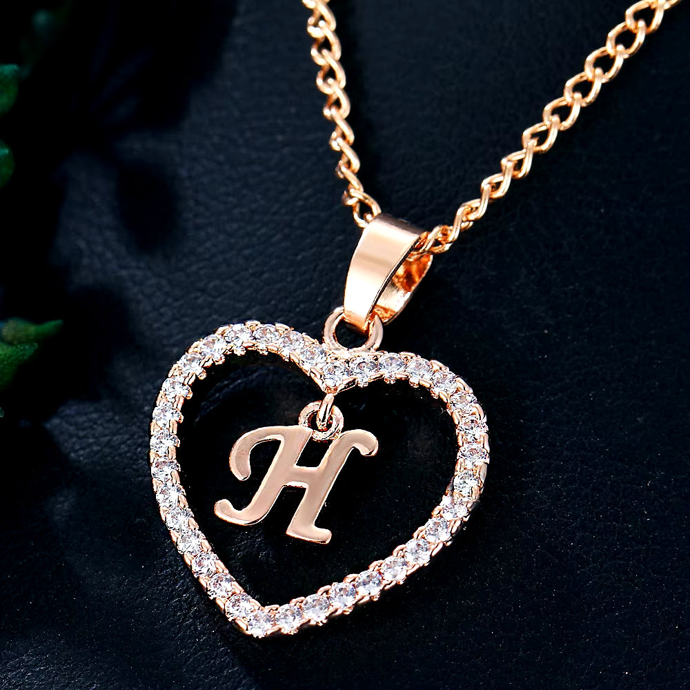 Letter Necklace 26 Letter Zircon Love Necklace Jewelry Love Pendant