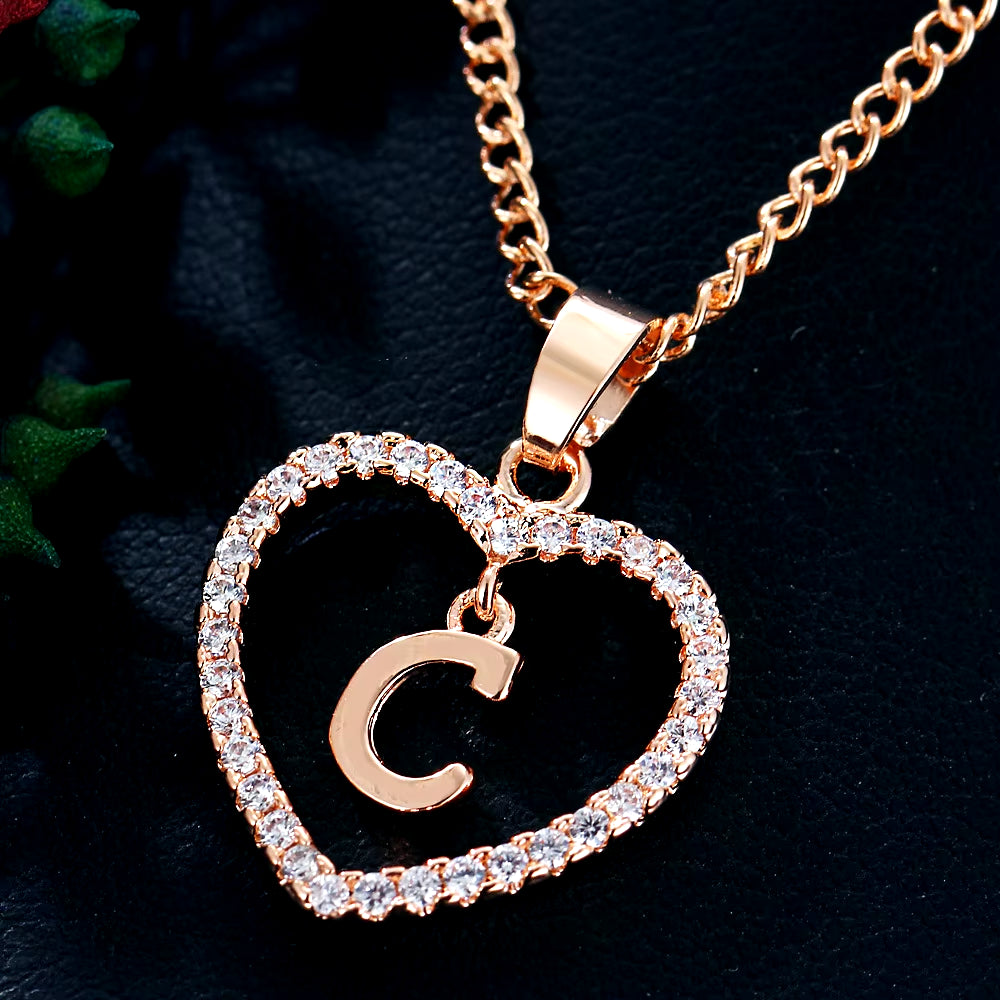 Letter Necklace 26 Letter Zircon Love Necklace Jewelry Love Pendant